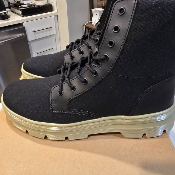 Dr. Martens Combs Boots Black Canvas 30826001 Black / Green Hi Mens Size 10 US - Picture 8 of 16